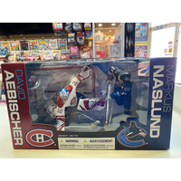 NHL  David Aebischer contre Markus Naslund gardien de but et joueurs de hockey ensembles de deux  figurines  Mcfarlane Toys