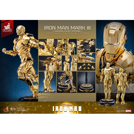 Marvel Iron Man Mark III Armure Couleur Or Diecast Figurine Échelle 1:6 Hot Toys MMS764D69 913832